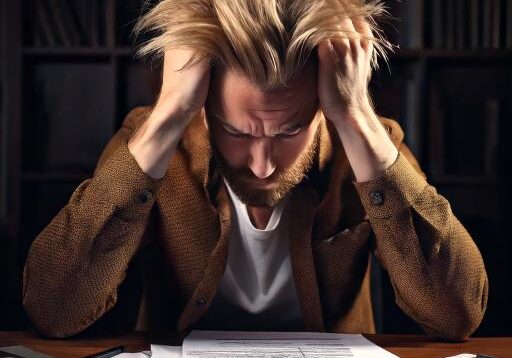 Firefly A man tears his hair out while trying to edit a manuscript 82684